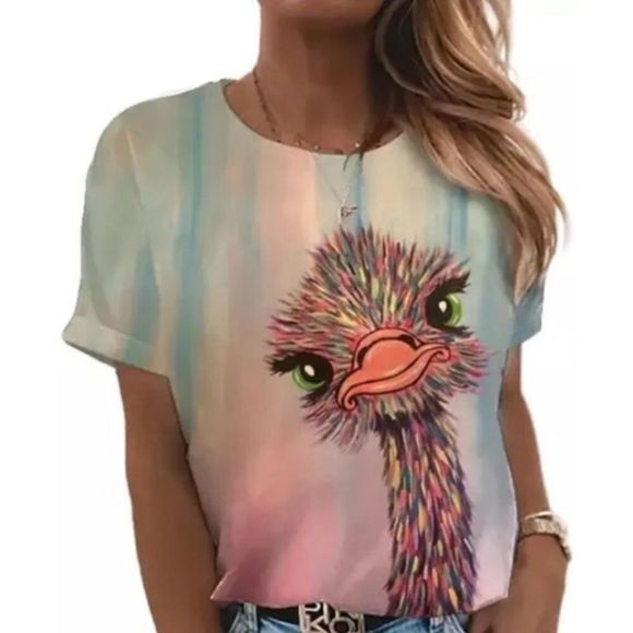 - Super Cute Ostrich Pastel Tee - Picture 3 of 4